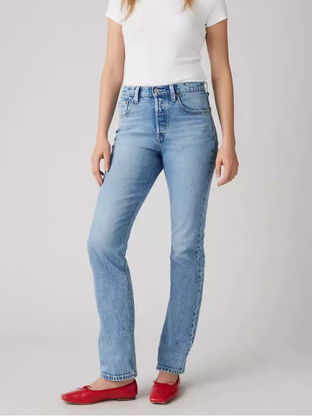 Levi’s Ribcage Straight Ankle Jeans high rise button fly cotton size 26 mid wash